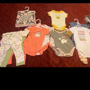 size 0-3 Months bundle set 9 onesies 4 pants 1 blanket
